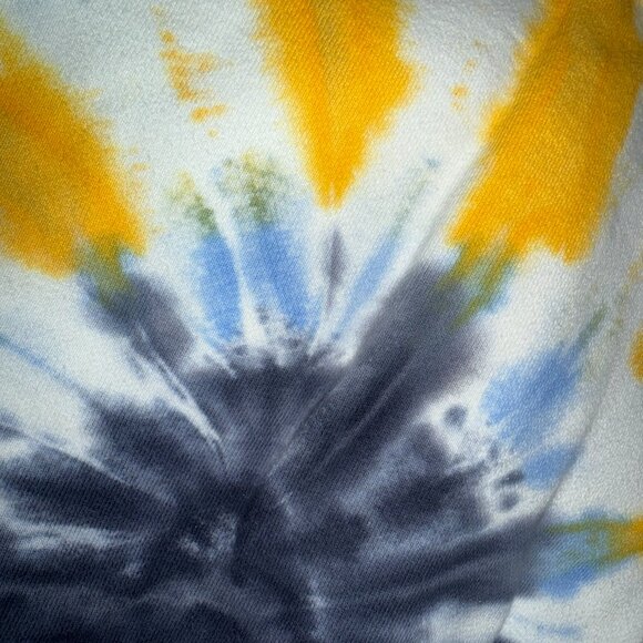 Aritzia TNA Cozy Fleece Tie-Dye Crewneck Sweatshirt Medium Blue Yellow - Picture 4 of 5